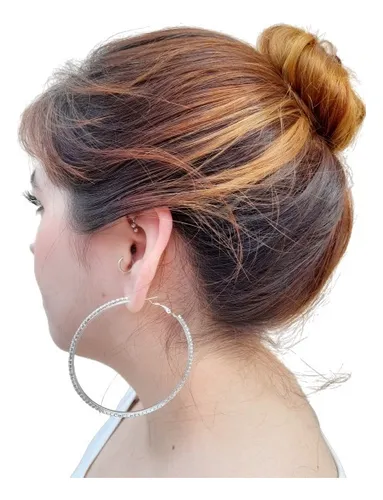 Aros Argollas Strass Plateadas Grandes De 7 Cm. P141 MercadoLibre