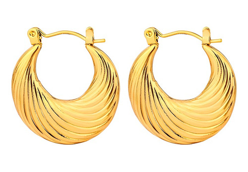 Aretes Argollas Para Mujer Tendencia Joya Acero Dorado