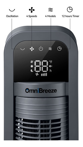 Ventilador De Torre Omnibreeze Digital Electric De 40 Cm Con