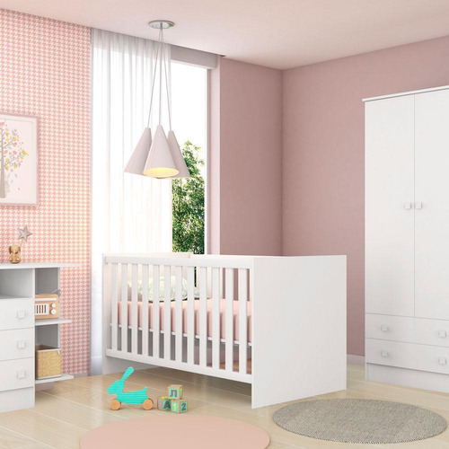 Berço Mini Cama Doce Sonho 100 Branco Brilho - Qmovi Branco