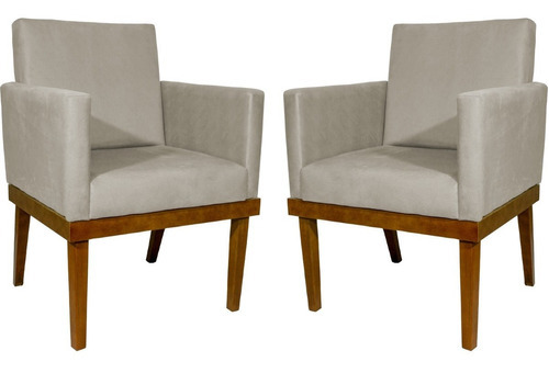 Kit 2 Poltronas Decorativas Cadeiras Reforçadas Divine Cores Cor Bege Desenho do tecido TECIDO SUEDE
