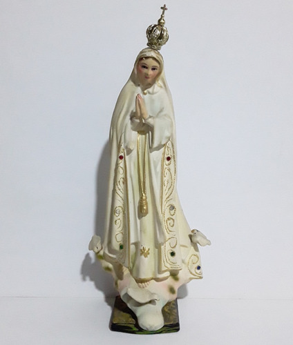 Figura En Ceramica De La Virgen De Fatima 24 Cms