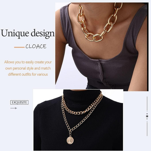 Cloace Gargantilla Gruesa, Collar Con Capas De Oro, Cadena D