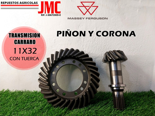 Piñon Y Corona  Transmision Carraro 11x32 Con Tuerca