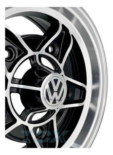 Rodas G109 Vw Fusca Kombi Aro 15 5x205 (jogo) +bicos Cor Preto Diamantado