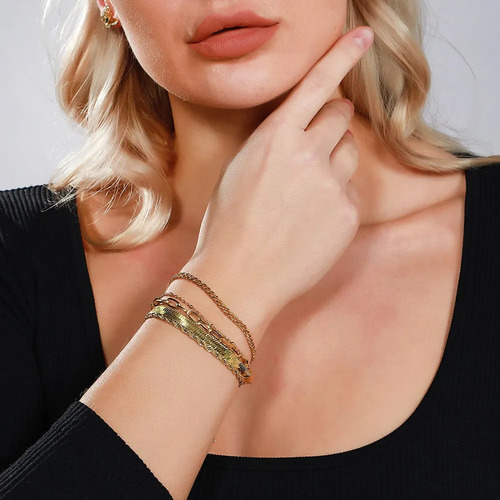 Pulsera De Cadena Irregular De Viento Hip-hop 5 Piezas