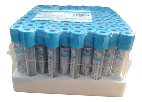 Imagen 1 de 7 de Tubos Prp Citrato De Sodio Al Vacio 3.8% 4.5ml Celeste X 100