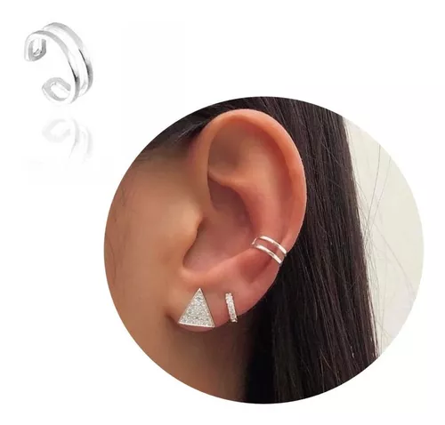 Piercing Fake Orelha Cartilagem Borboleta zircônia Prata 925