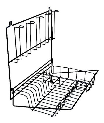 Escorredor De Pratos Parede Dobrável Black 10 Pratos 5 Copo
