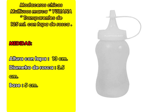 Mostacero Transparente Plástico Resistente 125 Ml 40 Piezas