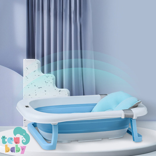 Banheira De Bebe Dobrável Retrátil Com Termometro e Boia Teu Baby Rosa