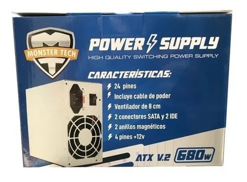 Fuente De Poder Atx-680w Para Pc 680w Nominal 2 Sata 2 Ide