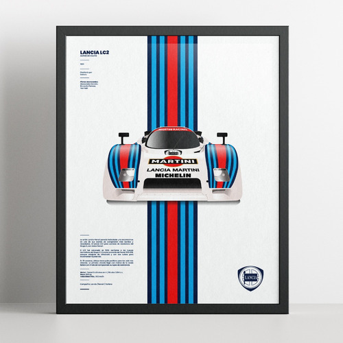 Cuadro 40x50 Lancia / Auto / Le Mans / Con Vidrio Póster