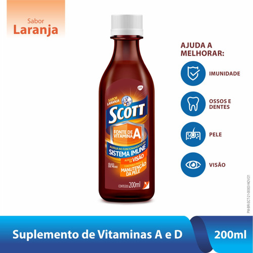 Emulsão Scott Óleo De Fígado De Bacalhau Sabor Laranja 200ml