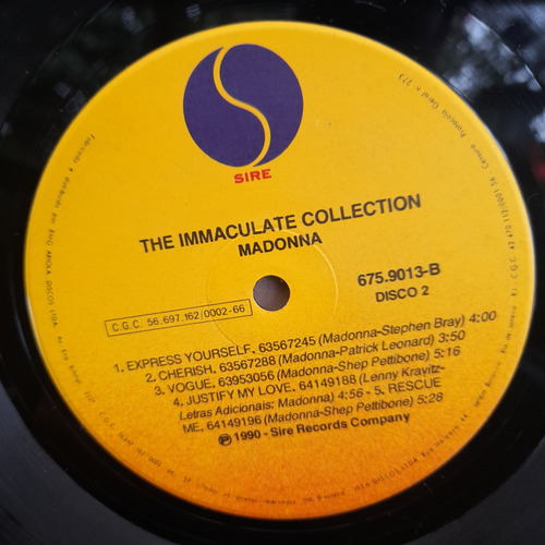 Imagem 4 de 8 de Vinil Lp Madonna The Immaculate Collection Excelente
