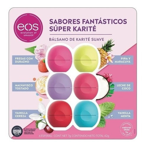 Eos Super Karité 6 Piezas Balsamos Labiales Barra Humectante