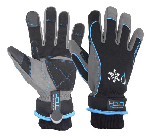 Guantes Moto Handlandy Termicos Impermeables Thinsulate Azul Talle Xl