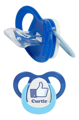 Kit 12 Chupeta Premium T2 Emoji Curtir Azul +6m