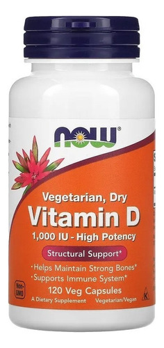 Vitamina D3 1000 UI, vegetariana, 120 cápsulas vegetarianas, Now Foods