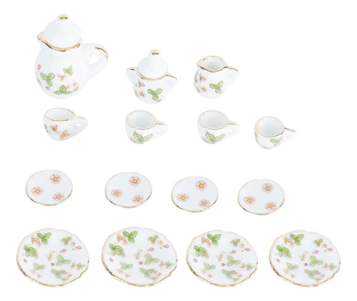 Juego De Tazas De Té Doll House, 15 Unidades, 1/12 Piezas, C