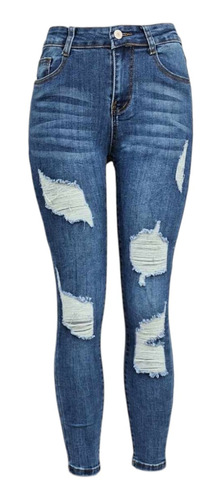 Pantalon Jeans Mujer Mezclilla Stretch A Cintura Roto Farah