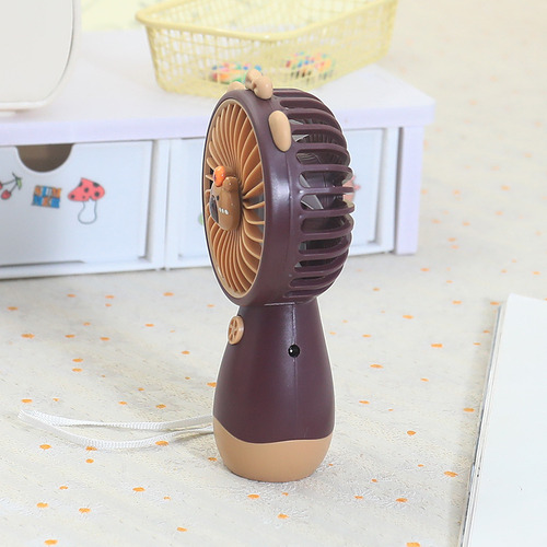 Mini Ventilador Portátil Recargable Capibara Con Cordón, Usb