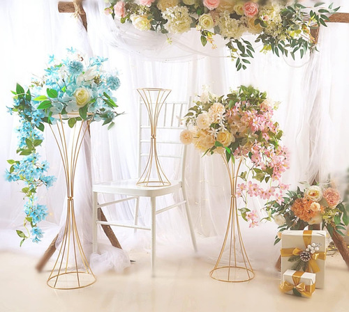 Jarrón De Metal Pedestal X3 Centro De Mesa Boda Decoración