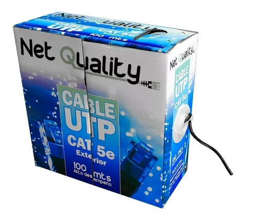 Cable Utp Cat E5 Exterior Rollo 100 Metros Camara Cctv Negro