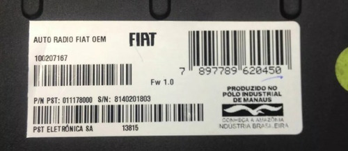 Código De Desbloqueio Radio Fiat Uno Palio Strada Original