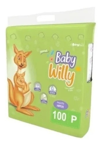 Fralda Infantil Baby Willy - Tamanho: P - Com 100 Fraldas Tamanho Pequeno (P)