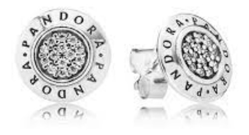 Aretes De Botón Deslumbrantes Con El Logotipo Pandora + Kit 