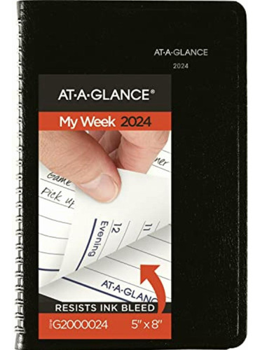 At-a-glance Agenda Semanal 2024, 5 X 8 Pulgadas, Pequeño,