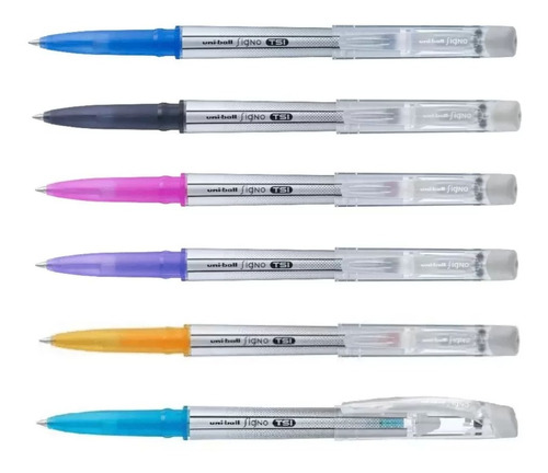 Set Boligrafos Roller Gel Uni-ball Tsi Borrable X6 Colores