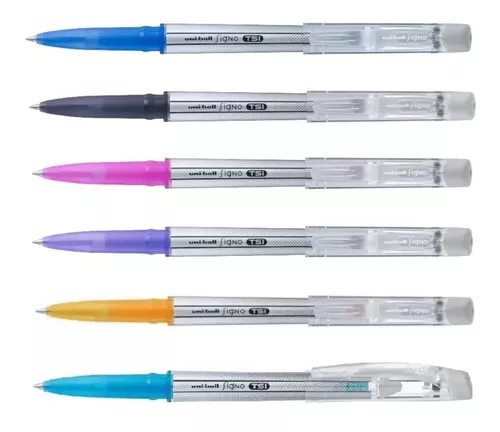 Set Boligrafos Roller Gel Uni-ball Tsi Borrable X6 Colores