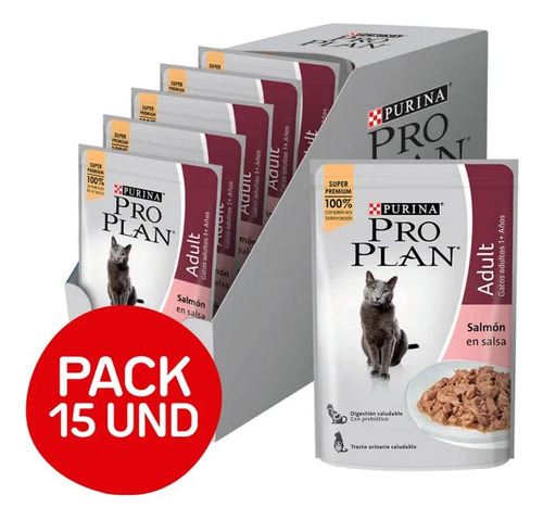 Pro Plan Gato Adulto Wet Salmon 85g Pack 15 Unidades