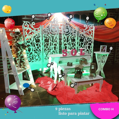 Imagen 9 de 10 de Mesas Candy Bar Desarmables 9mm Mdf Kit X 2 Unidades