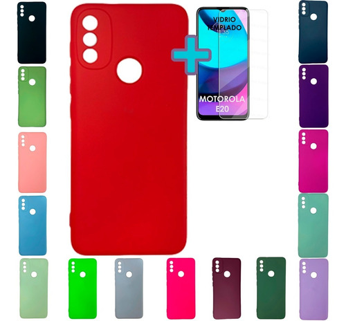 Funda Para Moto Motorola E20 Carcasa Silicona Y Vidrio 