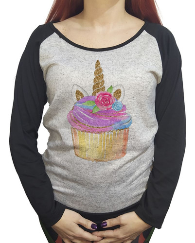 Buzo Lanilla Mujer  Unicorn Cupcake Comida Golosina