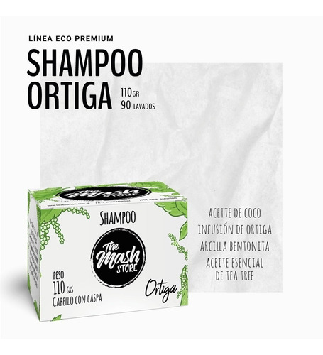 Imagen 1 de 10 de Shampoo Solido Natural Cabello Caspa - Ortiga The Mash Store