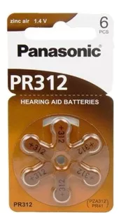 Pilha Panasonic Zinc Air PR312 Botão - kit de 6 unidades