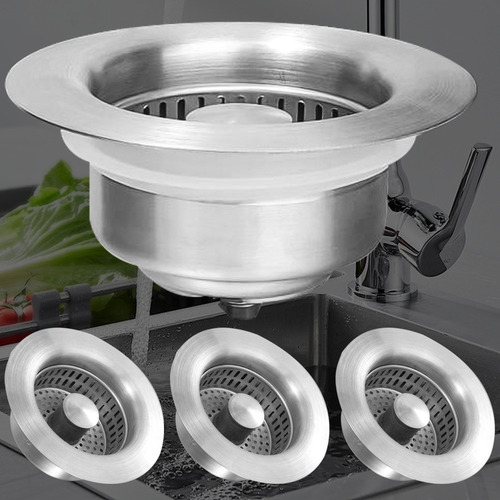 Cesta De Desagüe 3 En 1 Con Tapón Para Fregadero De Cocina D