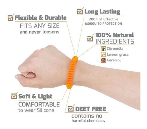 Manilla Pulsera Repelente Mosquitos E Insectos Impermeable