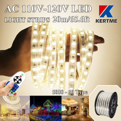 Kertme Tira Luz Led Tipo Ca Flexible Impermeable Regulable