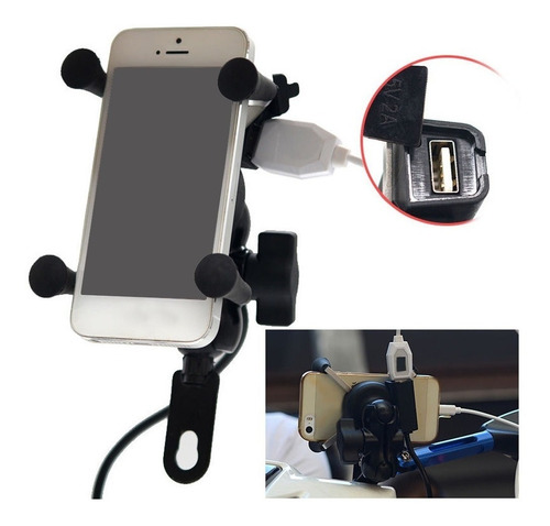 Soporte De Celular Con Cargador Usb Integrado Para Moto 