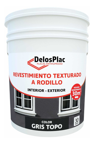 Revestimiento Texturado A Rodillo Color Gris Topo 30kg