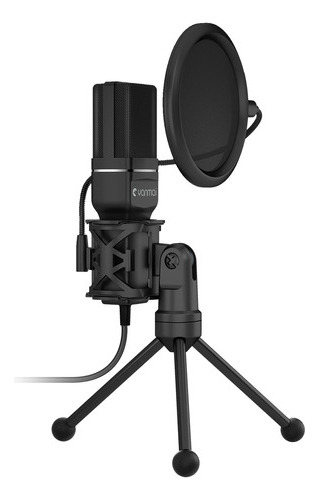 Microfone Condensador Omnidirecional Profissional De Mesa Streaming Gravação Podcast Com Fio Usb Computador Luuk Young Sf-777 Preto