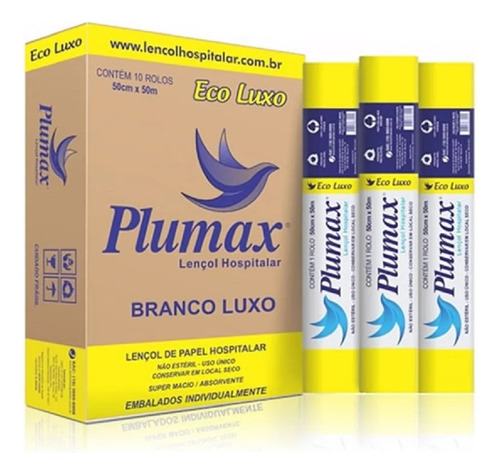 Papel Lençol Hospitalar 70cmx50m C/10 Rolos Plumax Economico