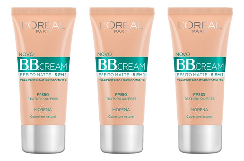 Base de maquiagem em creme L'Oréal Paris BB Cream Matte 5 em 1 Base Loreal Bb Cream - 30mL