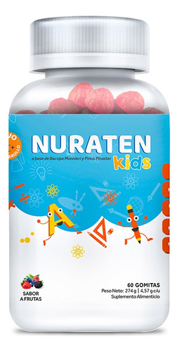 Nuraten Kids Bacopa Monnieri 220 Mg 60 Gomitas Sabor Frutas