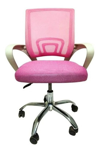 Cadeira de escritório Pctop Office Fit 1001 9050 ergonômica  branco e rosa com estofado de mesh y tecido